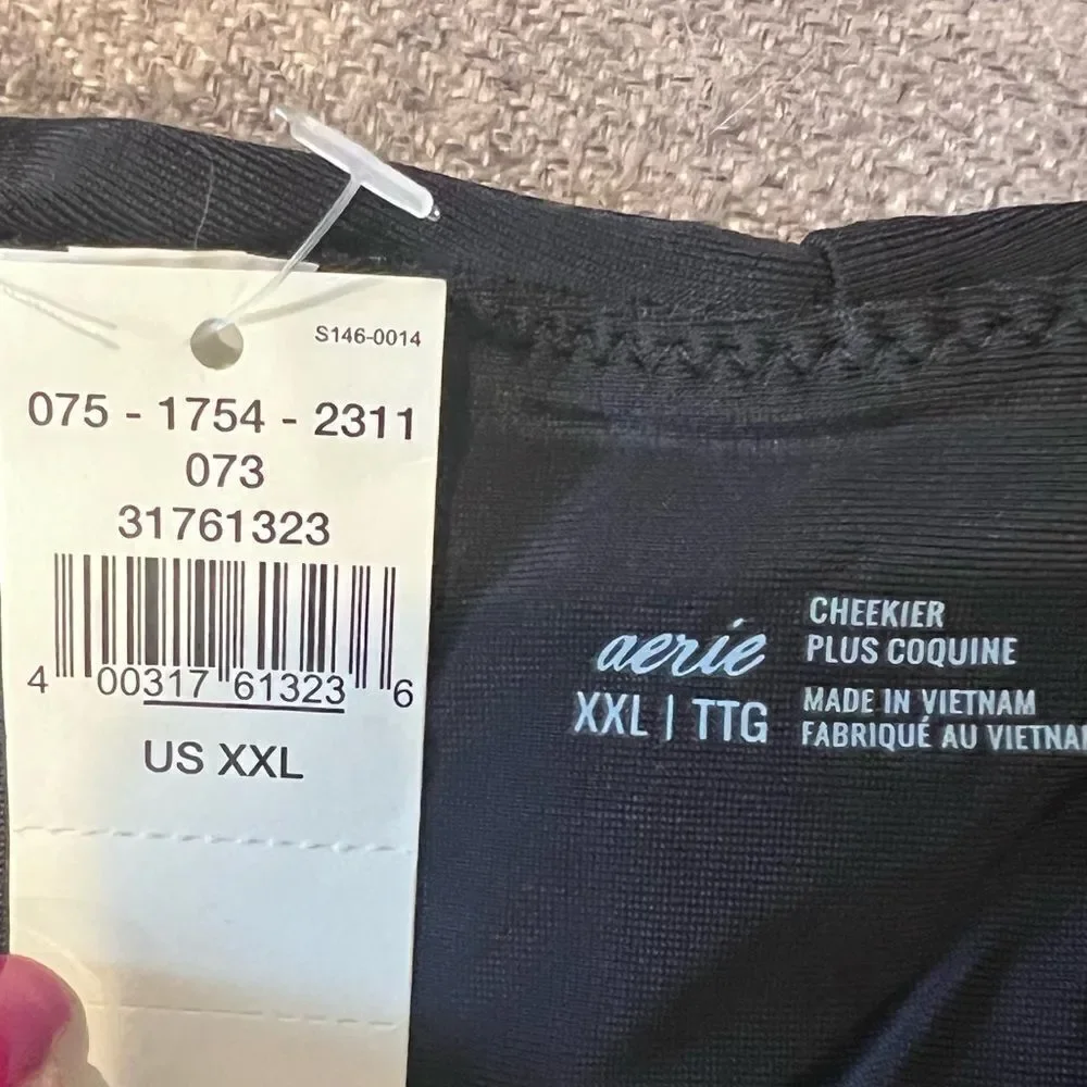 NWT Aerie Cheekier Black‎ Swim Suite Bottoms Size XXL womens